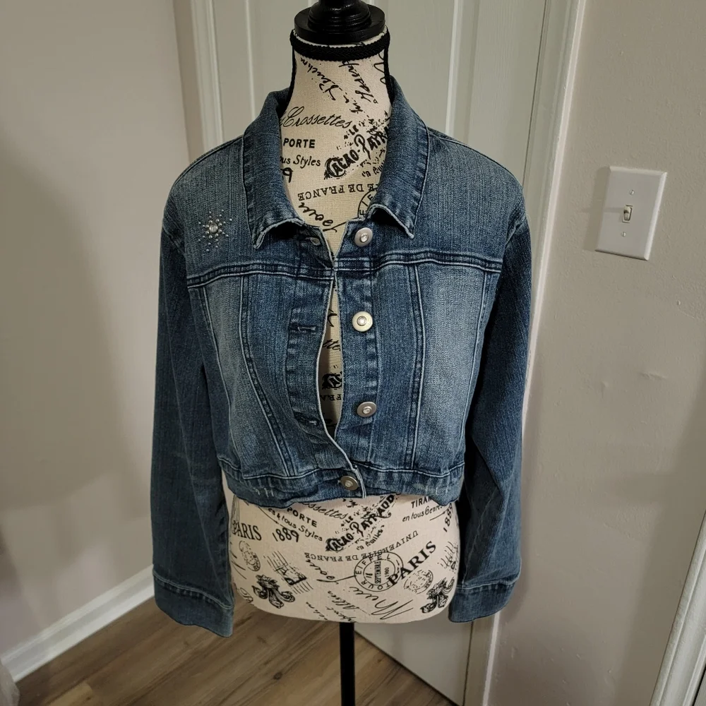 AMERICAN BLUES WOMENS JEAN SHORT CROPED JACKET SIZE XL - Picture 7 of 9